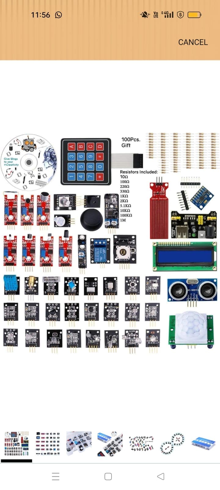 Complete Arduino kit components