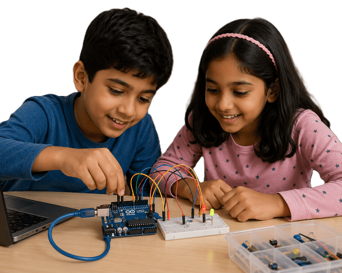 Students learning robotics at Mech-E-Tron